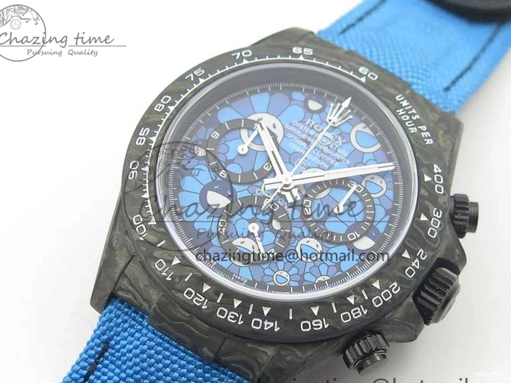 On Daytona Blue Strap Edition Blue DIW Dial Best Carbon A7750 WWF Nylon V2 0122